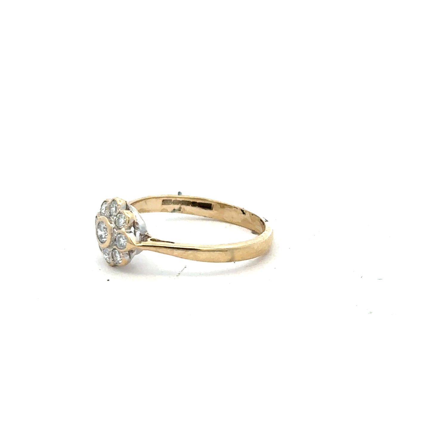 9ct yellow gold diamond ring with 25pts of diamonds, size L, featuring a simple and elegant design.