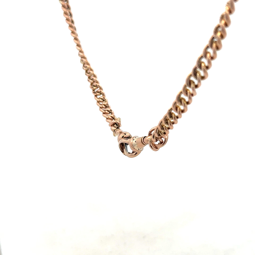 9ct yellow gold Albert chain with a 45.6g weight, featuring classic links and a secure clasp, crafted for timeless elegance.