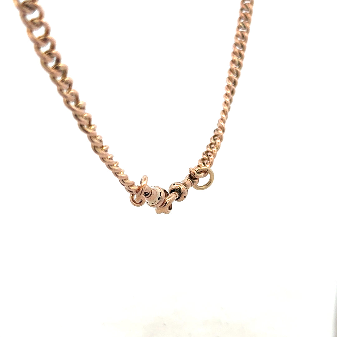 9ct yellow gold Albert chain weighing 45.6g, classic jewelry accessory featuring a traditional link design.
