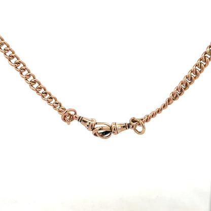 9ct yellow gold Albert chain weighing 45.6g, unbranded men's jewelry with detailed chain links and secure clasp.