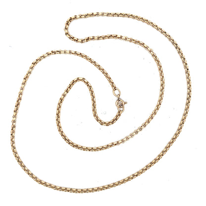 9ct yellow gold belcher chain weighing 12.2g, unbranded jewelry with detailed links and polished finish.
