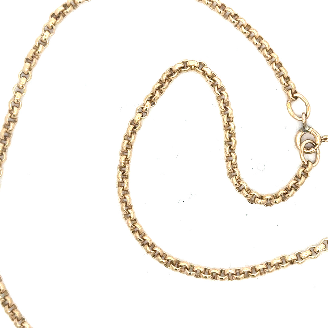 9ct yellow gold belcher chain weighing 12.2 grams, showcasing a classic gold necklace with a polished finish.
