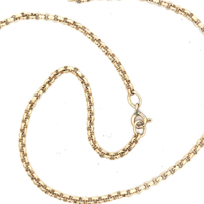 9ct yellow gold belcher chain, unbranded, showcasing a 12.2g classic design with interlocking links.