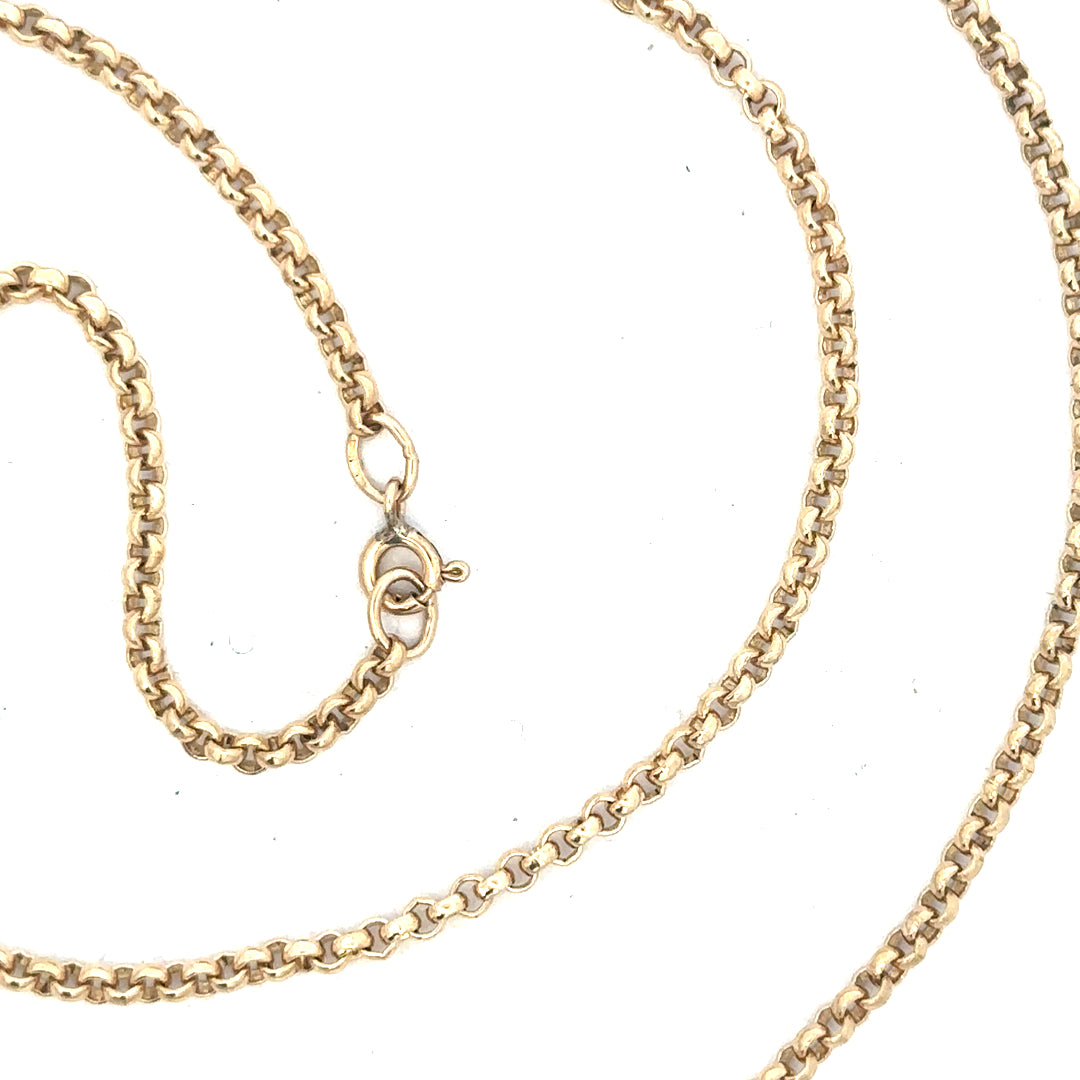 9ct yellow gold belcher chain weighing 12.2g, showing the classic linked design and polished finish.