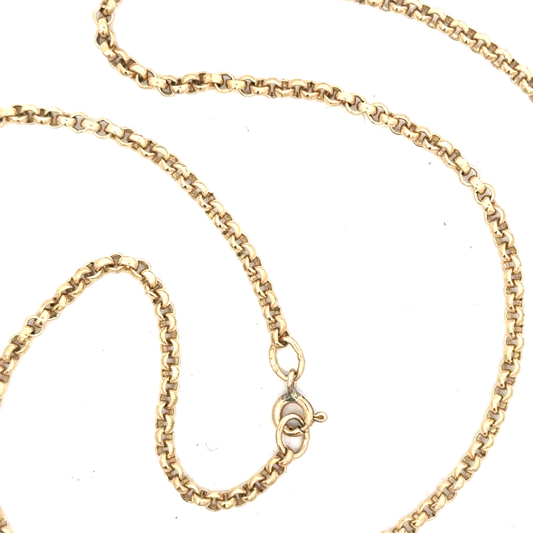 9ct yellow gold belcher chain weighing 12.2g, featuring classic linked design, unbranded jewelry accessory.