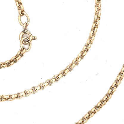 9ct yellow gold belcher chain weighing 12.2g, featuring classic linked design, unbranded jewelry for everyday wear.