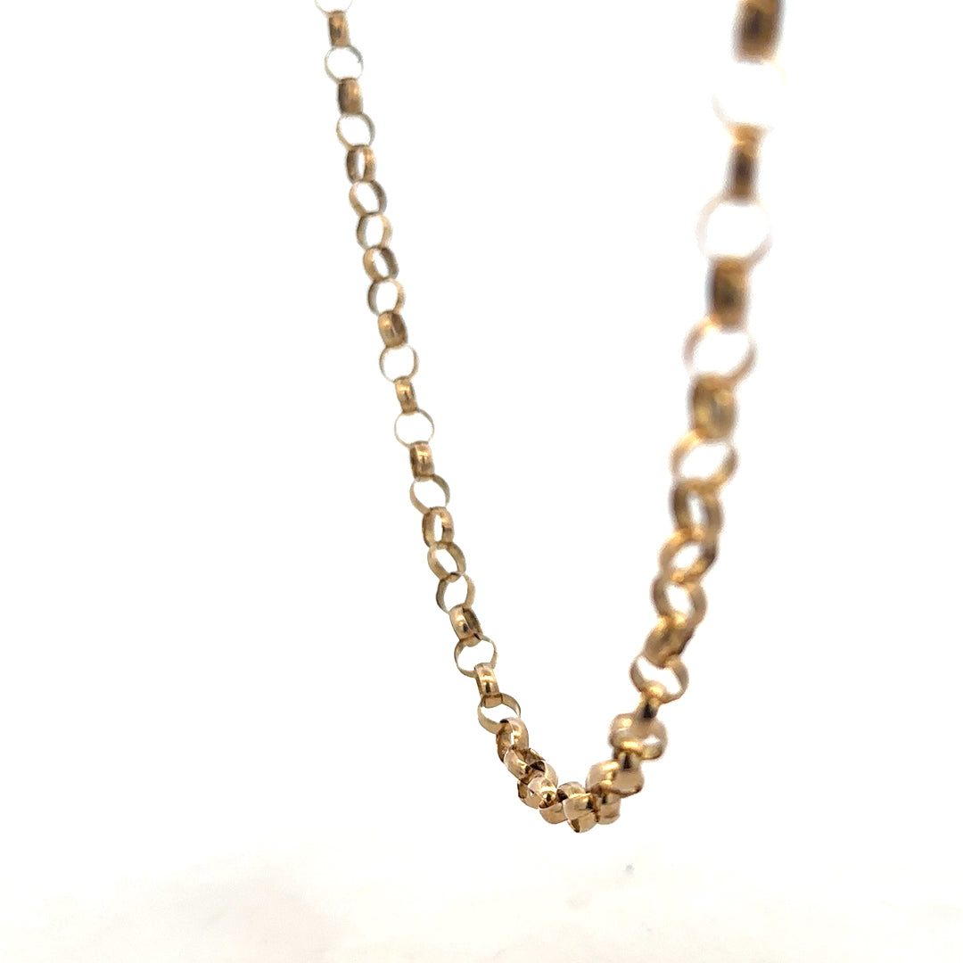9ct yellow gold belcher chain weighing 12.7g, featuring classic linked design and unbranded craftsmanship.