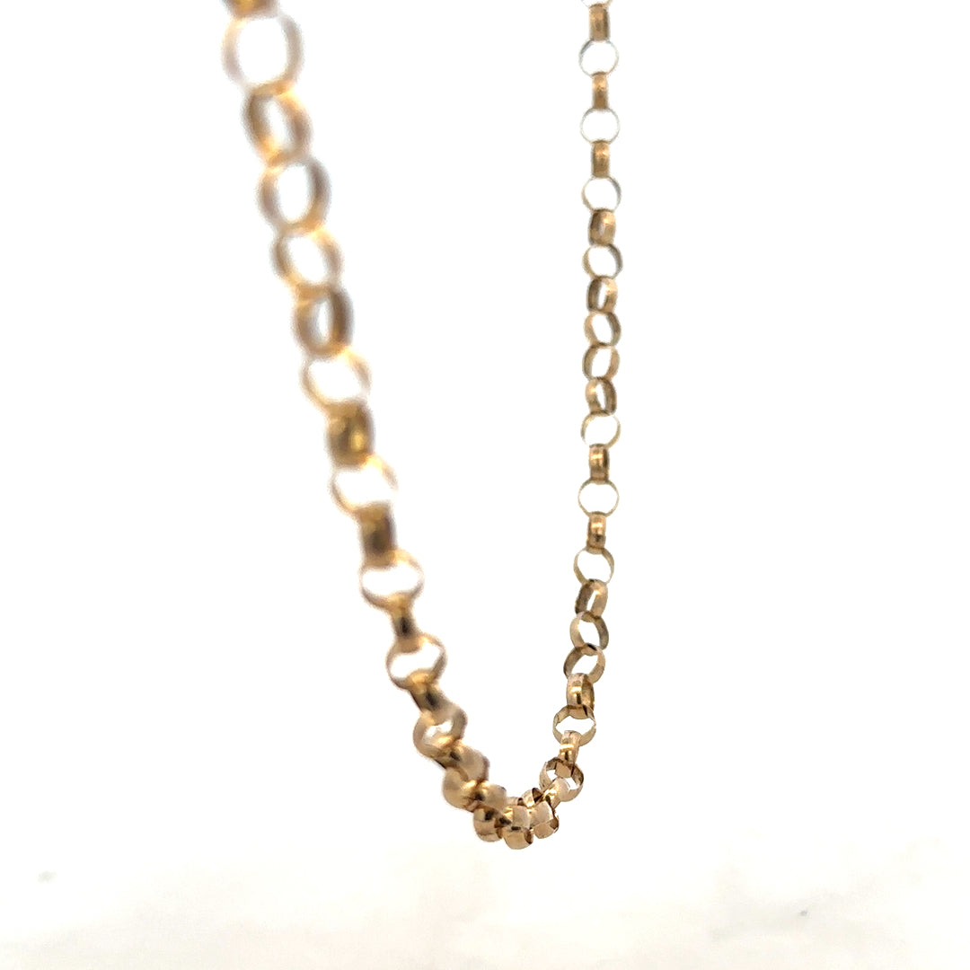 9ct yellow gold belcher chain weighing 12.7g, featuring classic linked design, unbranded jewelry chain on a neutral background.