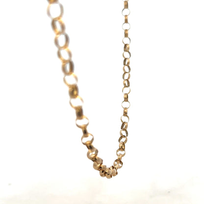9ct yellow gold belcher chain weighing 12.7g, featuring classic linked design, unbranded jewelry chain on a neutral background.