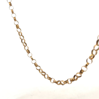 9ct yellow gold belcher chain weighing 12.7g, featuring classic linked design, unbranded jewelry for everyday wear