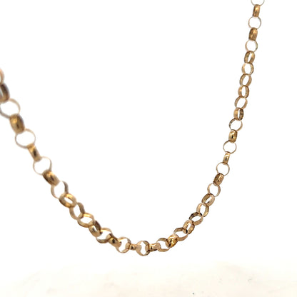 9ct yellow gold belcher chain, 12.7g, unbranded, showcasing the classic gold jewelry design with linked circular links.