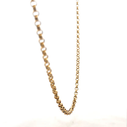 9ct yellow gold belcher chain, unbranded, showing its classic link design and polished finish, weighs 13.7 grams.