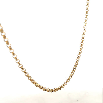 9ct yellow gold belcher chain weighing 13.7g, featuring classic linked design, unbranded jewelry chain for men or women