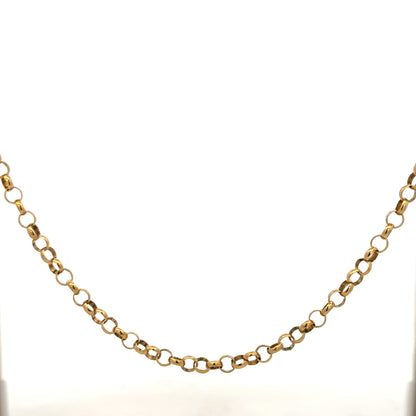 9ct yellow gold belcher chain weighing 15g, showcasing a classic gold jewelry chain with a polished finish.