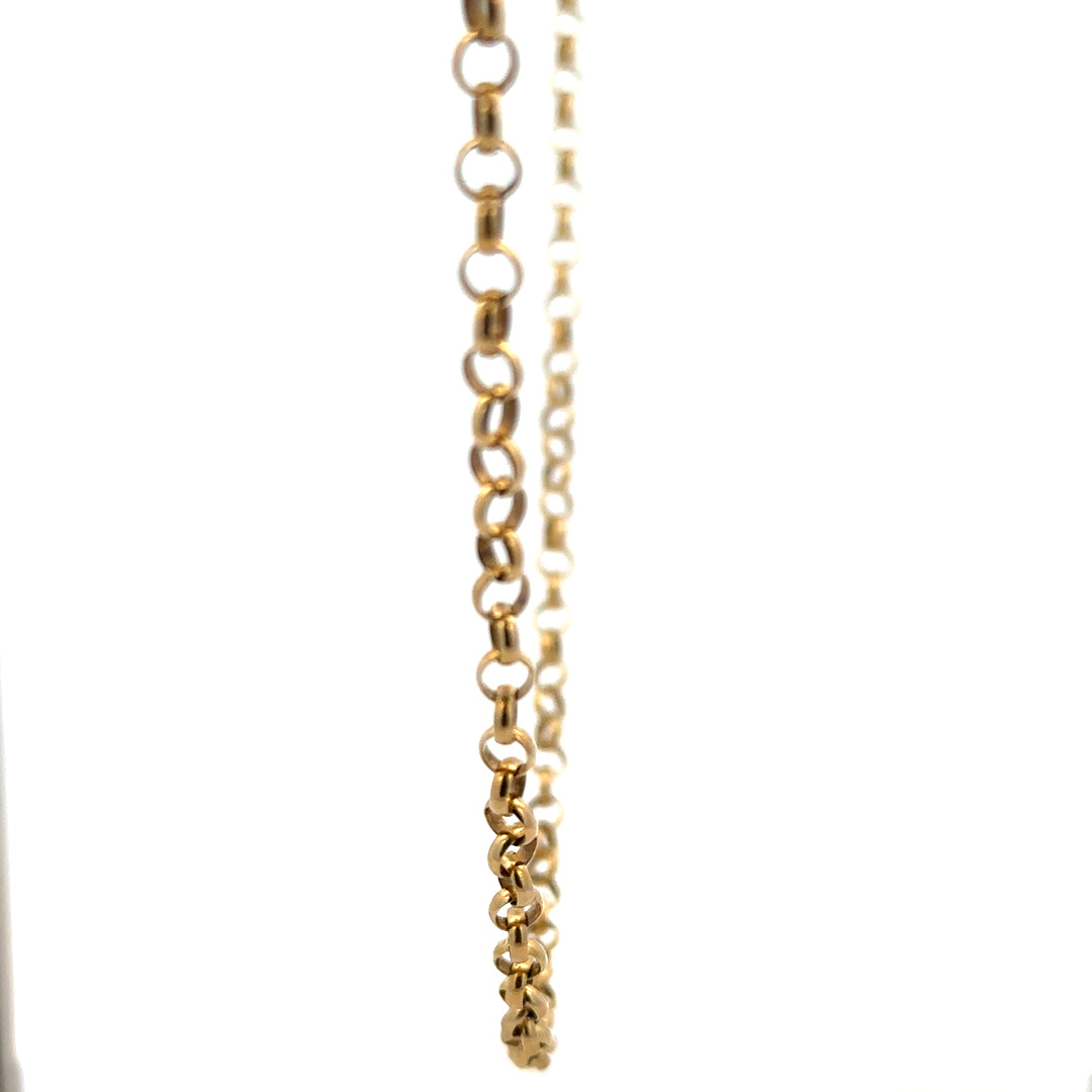 9ct yellow gold belcher chain with a 15g weight, featuring classic linked design, showcased in natural light.
