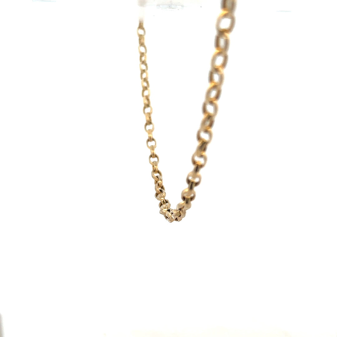9ct yellow gold belcher chain weighing 17.3g, showing its linked design and polished finish.