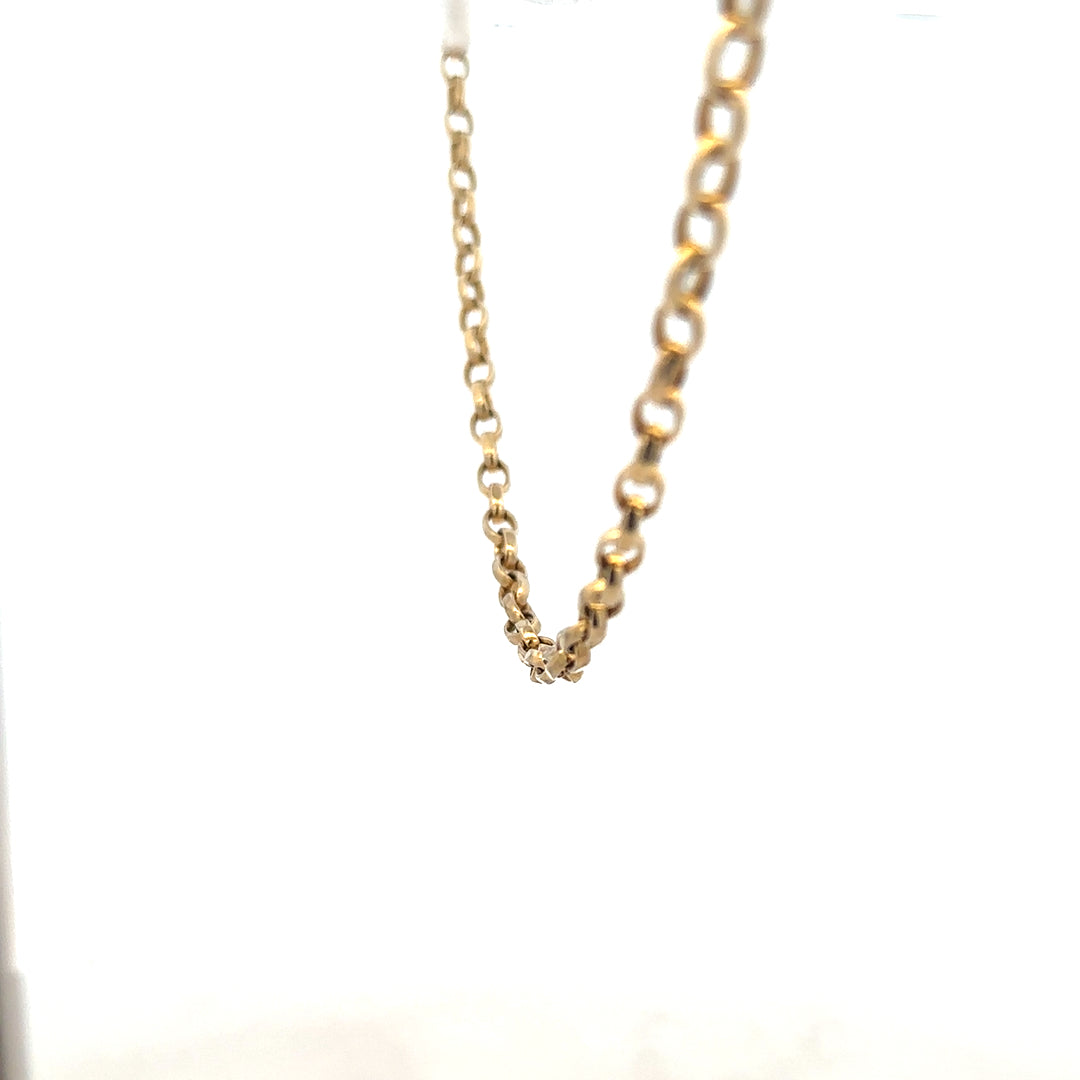 9ct yellow gold belcher chain weighing 17.3g, featuring classic linked design, unbranded jewelry accessory.
