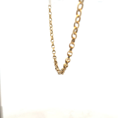 9ct yellow gold belcher chain weighing 17.3g, featuring classic linked design, unbranded jewelry accessory.