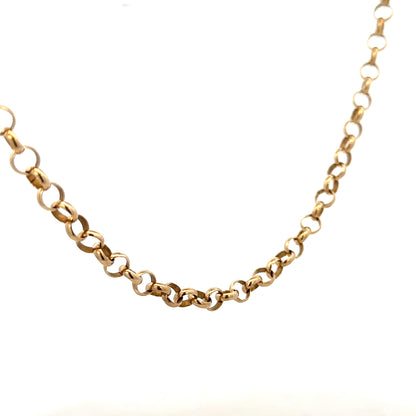 9ct yellow gold belcher chain weighing 21.1g, featuring classic linked design, unbranded jewelry accessory.