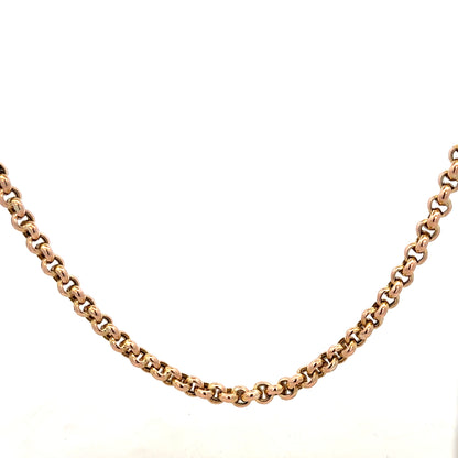 9ct yellow gold belcher chain weighing 24.3g, featuring classic linked design, unbranded jewelry accessory.
