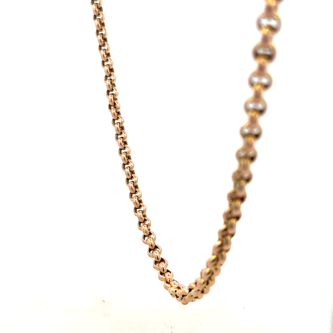 9ct yellow gold belcher chain weighing 24.3g, unbranded, showing the classic linked design and polished finish.