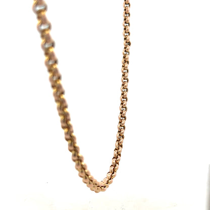 9ct yellow gold belcher chain weighing 24.3g, featuring classic round links and a polished finish, unbranded jewelry accessory.