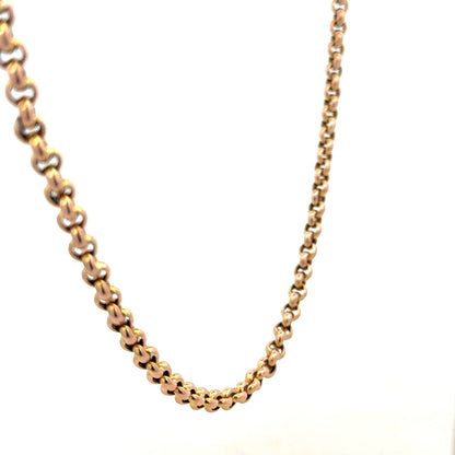 9ct yellow gold belcher chain weighing 24.3g, with a classic link design, shown on a plain background.
