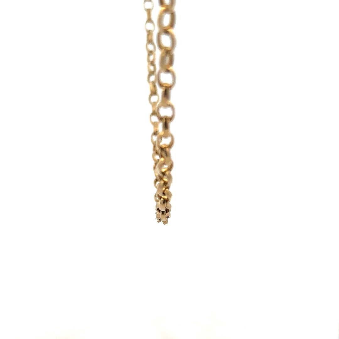 9ct yellow gold belcher chain weighing 28g, featuring a classic link design and polished finish, unbranded jewelry accessory.