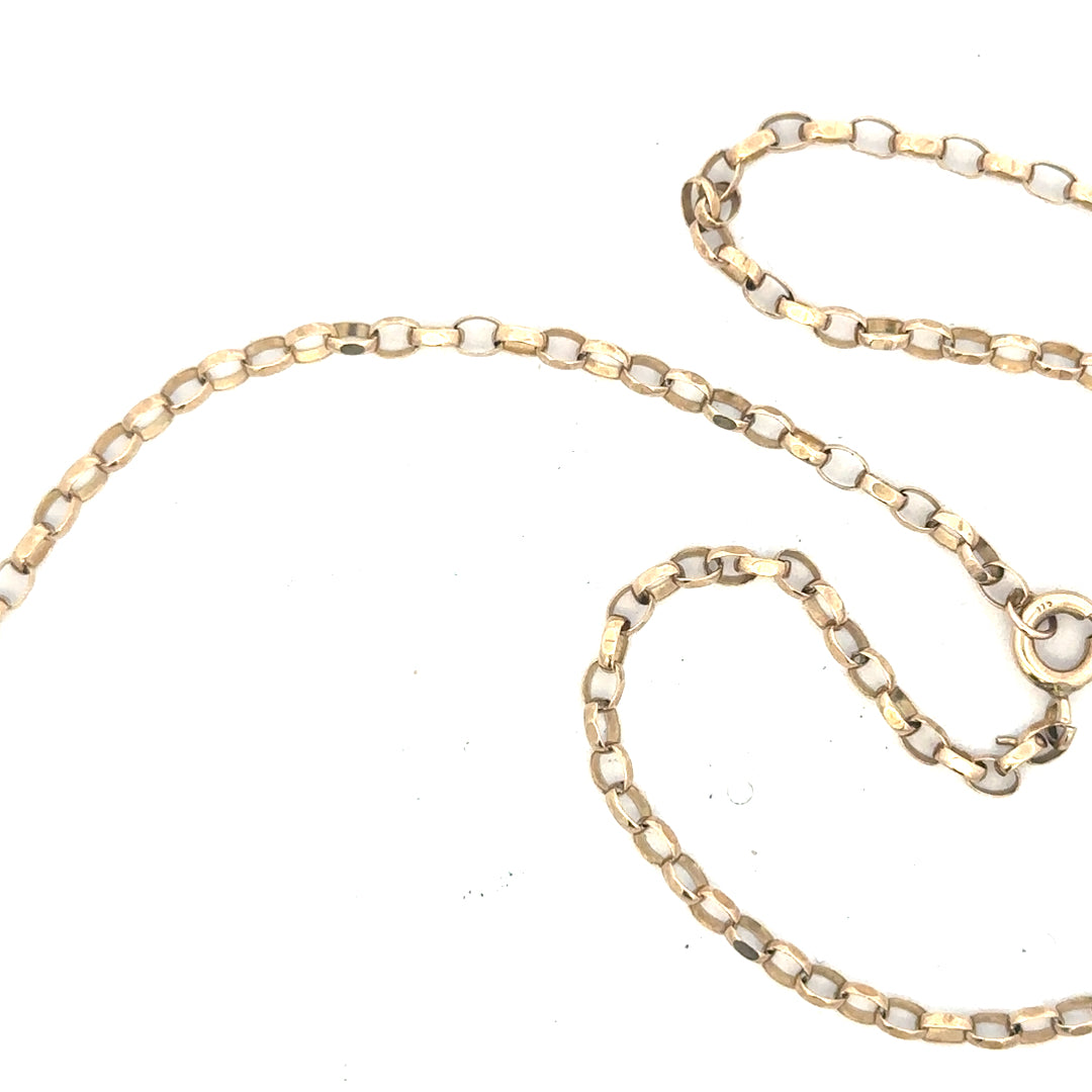 9ct yellow gold belcher chain, 3.5g, unbranded, showing the classic linked design and polished finish.