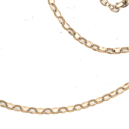 9ct yellow gold belcher chain weighing 3.5g, featuring classic linked design, unbranded jewelry for everyday wear.
