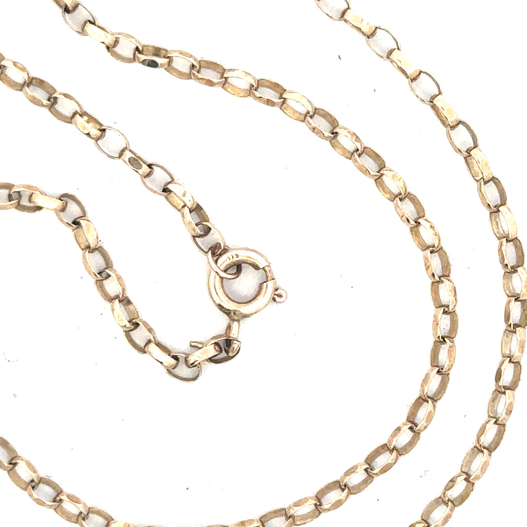 9ct yellow gold belcher chain weighing 3.5g, unbranded jewelry with a classic link design for everyday wear.