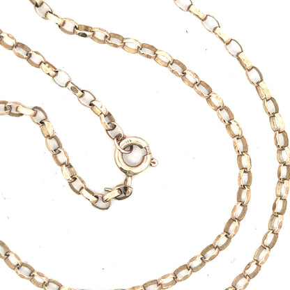 9ct yellow gold belcher chain weighing 3.5g, unbranded jewelry with a classic link design for everyday wear.