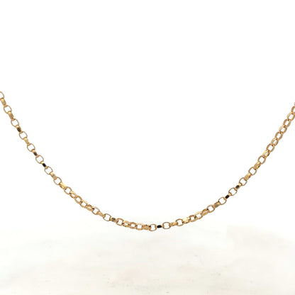9ct yellow gold belcher chain weighing 5.2g, showing the classic interlinked gold links and craftsmanship.