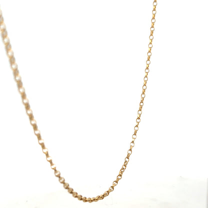 9ct yellow gold belcher chain weighing 5.2g, showcasing its linked design and polished finish.