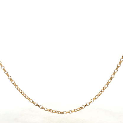 9ct yellow gold belcher chain weighing 5.2g, showcasing its classic link design and polished finish.
