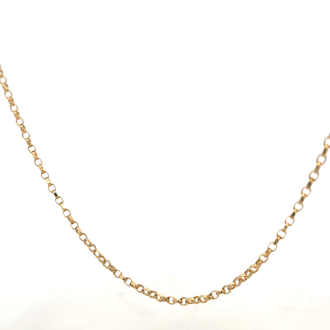 9ct yellow gold belcher chain weighing 5.2g, showing its classic linked design and polished finish.