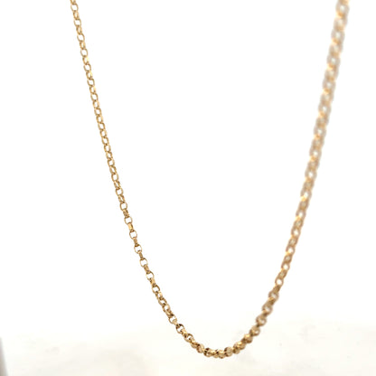 9ct yellow gold belcher chain weighing 5.2g, showcasing its classic link design and polished finish.