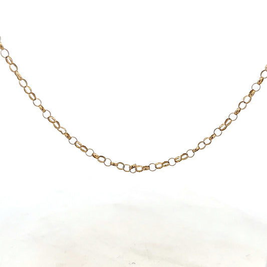 9ct yellow gold belcher chain weighing 5.2g, unbranded jewelry with a classic linked design, shown on a plain background.