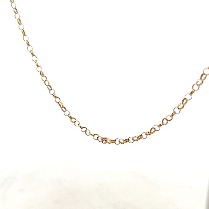 9ct yellow gold belcher chain weighing 5.2g, showcasing its classic linked design and shiny finish.