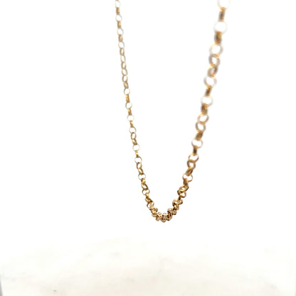 9ct yellow gold belcher chain weighing 5.2g, featuring classic linked design, unbranded jewelry accessory.