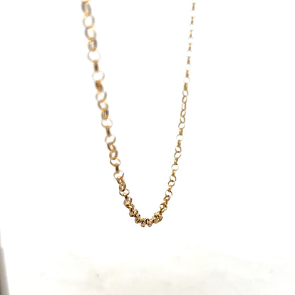 9ct yellow gold belcher chain, unbranded, with a shiny finish and 5.2g weight, displayed in a close-up image.