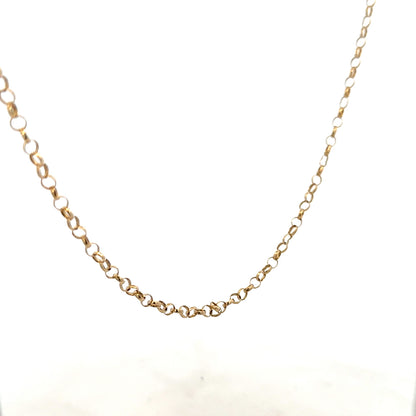9ct yellow gold belcher chain weighing 5.2g, displayed laying flat with detailed links, unbranded jewelry chain.