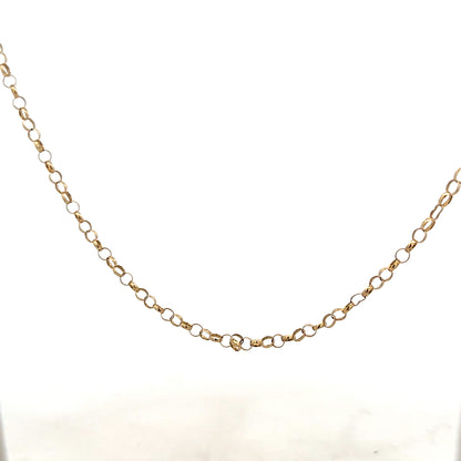 9ct yellow gold belcher chain weighing 5.2g, featuring classic linked design, unbranded jewelry accessory.