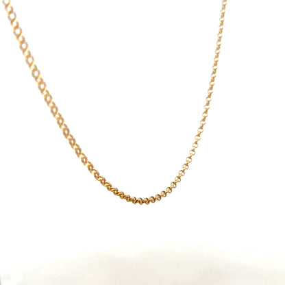 9ct yellow gold belcher chain weighing 5.2g, featuring classic interlinked round links, unbranded jewelry accessory.