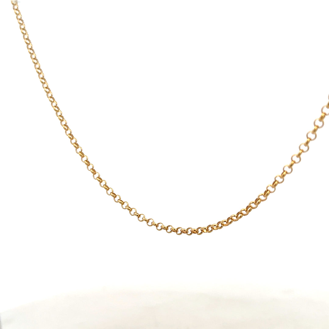 9ct yellow gold belcher chain weighing 5.2g, featuring classic linked design, unbranded jewelry accessory shown in the image.