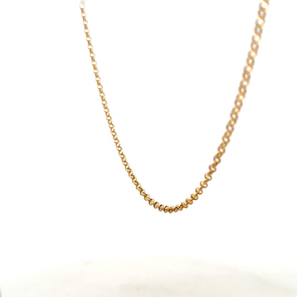 9ct yellow gold belcher chain weighing 5.2g, featuring classic round links, unbranded jewelry accessory.