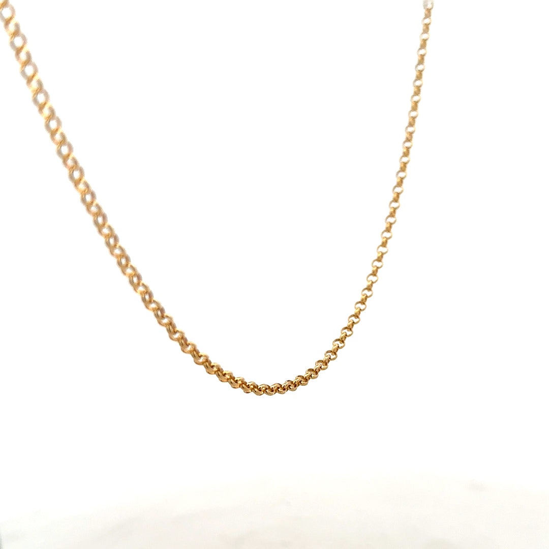 9ct yellow gold belcher chain weighing 5.2g, unbranded, with classic link design for versatile jewelry wear