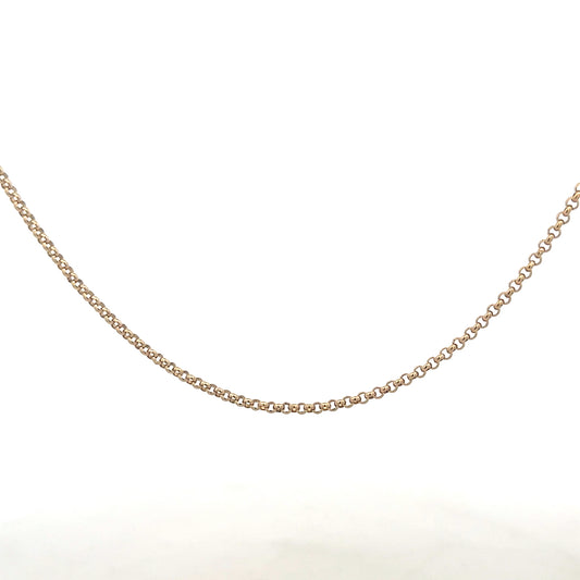 9ct yellow gold belcher chain weighing 5.3g, featuring classic interlinked oval links, unbranded jewelry accessory.