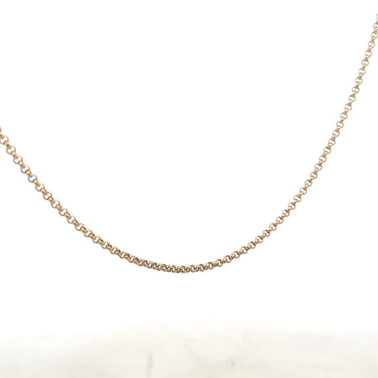 9ct yellow gold belcher chain weighing 5.3g, featuring classic interlinked links, unbranded jewelry accessory.