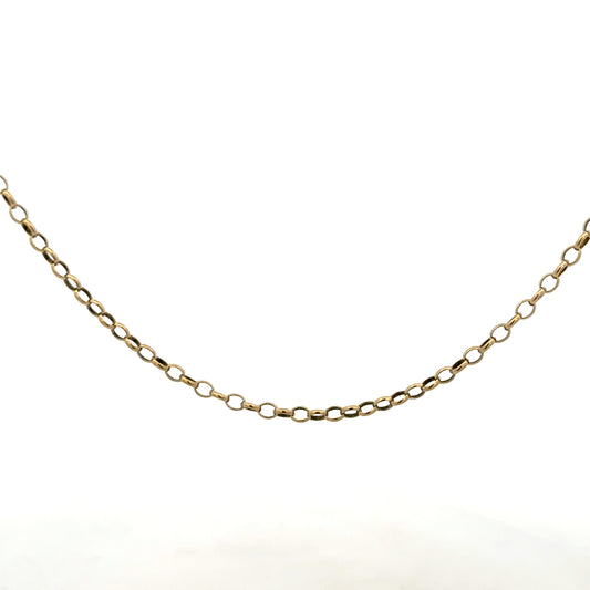 9ct yellow gold belcher chain weighing 6.2g, showing a close-up of the classic linked jewelry design.